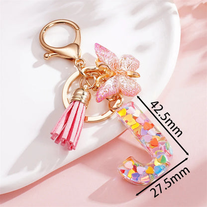 A-Z Letter Pendant Keychain - Tassel Key Ring Charm for Women & DIY Jewelry Making