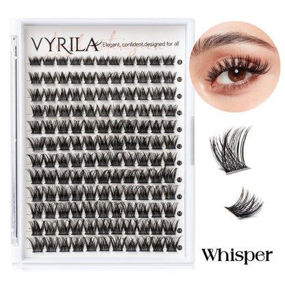 Individual Cluster Lashes C Curl – 3D Wispy DIY Extensions, 0.1mm Thin Band, Reusable & Natural
