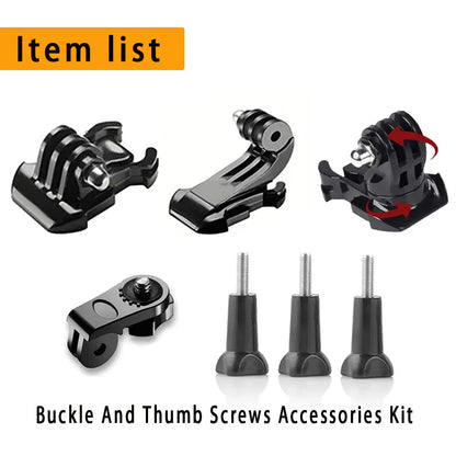 Helmet Adhesive Mount Kit for GoPro, Insta360, DJI – Flat & Curved Mounts with Adjustable Pivot Arm