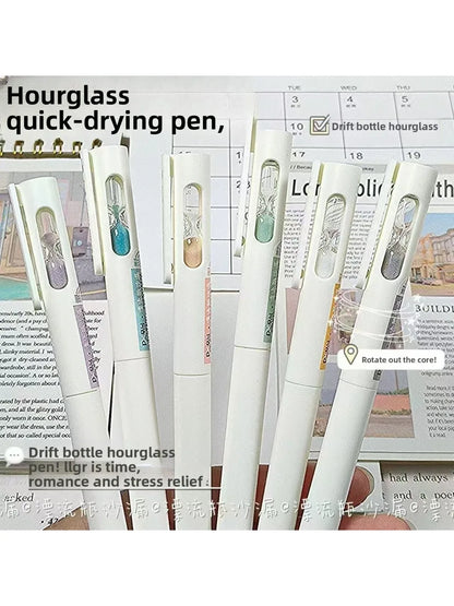 0.5mm Neutral Black Gel Pen - Minimalist Rotating Sand-Flow Pen for Students and Everyday Writing