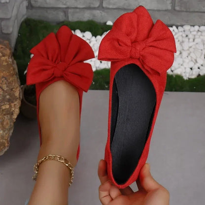 New Summer Pointed Toe Casual Flats for Women | Comfortable Bow, Solid Color, Breathable Elegant Shoes