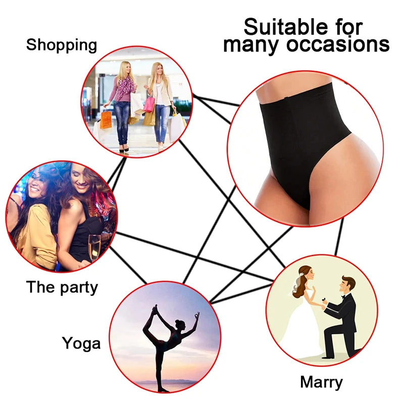 FINETOO High Waist Butt Lifter Thong Panties – Sexy Tummy Control, Belly Shaping Cincher, Slimming Shapewear for Women