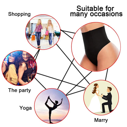 FINETOO High Waist Butt Lifter Thong Panties – Sexy Tummy Control, Belly Shaping Cincher, Slimming Shapewear for Women