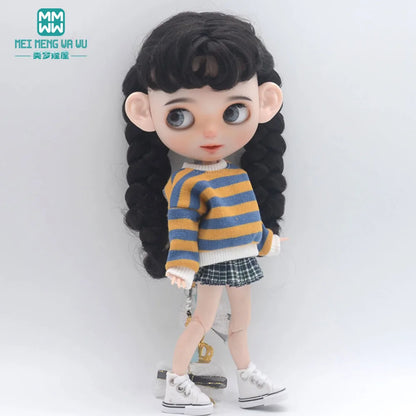 Blythe Doll Accessories Set – Fashion Sweatshirt, Shoe Covers & Sneakers for Blythe & Azone Dolls, Christmas Gift