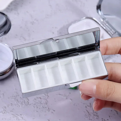 Portable Metal Pill Box - Travel Medicine Organizer with Pill Splitter & Compact Storage Case