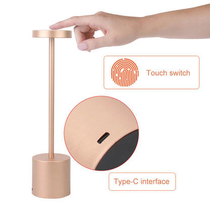 Classic USB Rechargeable Table Lamp – Stepless Dimming Touch Desk Lamp with 3 Colors for Bedside, Hotel & Bar Decoration