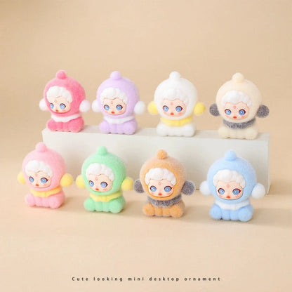 10pcs Lububu Anime DIY Flocked Action Figures — Kawaii Desktop & Car Pendant Dolls, Christmas Gift Toy