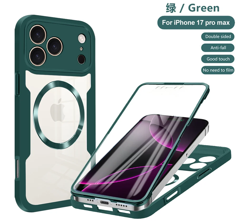 Magnetic 360° Clear iPhone Case - Full Protection with Screen Film Cover for Pro & Pro Max Models