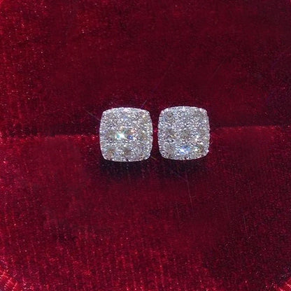 Silver Geometric Square Stud Earrings - Fashion Daily Wear Earrings for Women