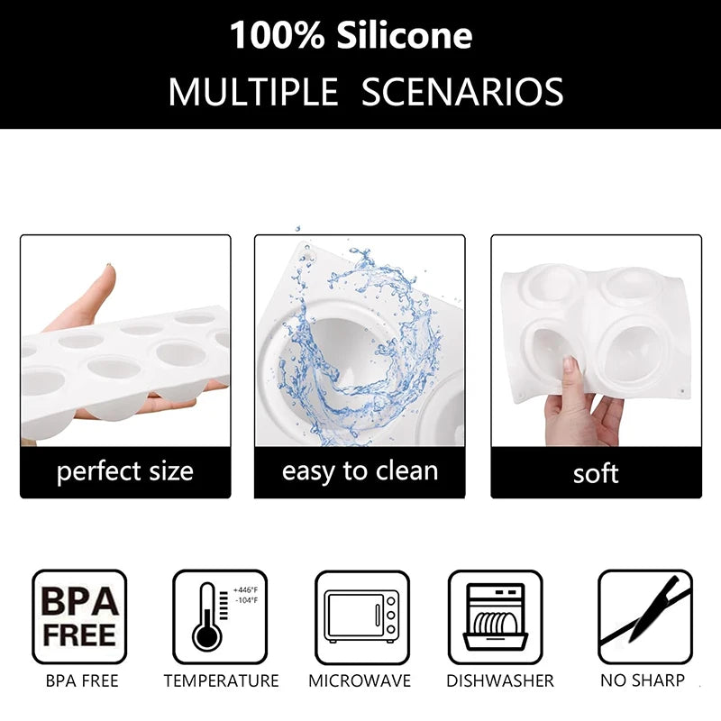 3D Sphere Silicone Mold — Ball-Shaped Mousse Cake, Chocolate Truffle & French Dessert Baking Tool