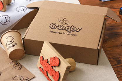 Custom Wooden Logo Stamp – Personalized Self-Inking Rubber Stamp for Wedding, Party, Packaging, Company Name & Address