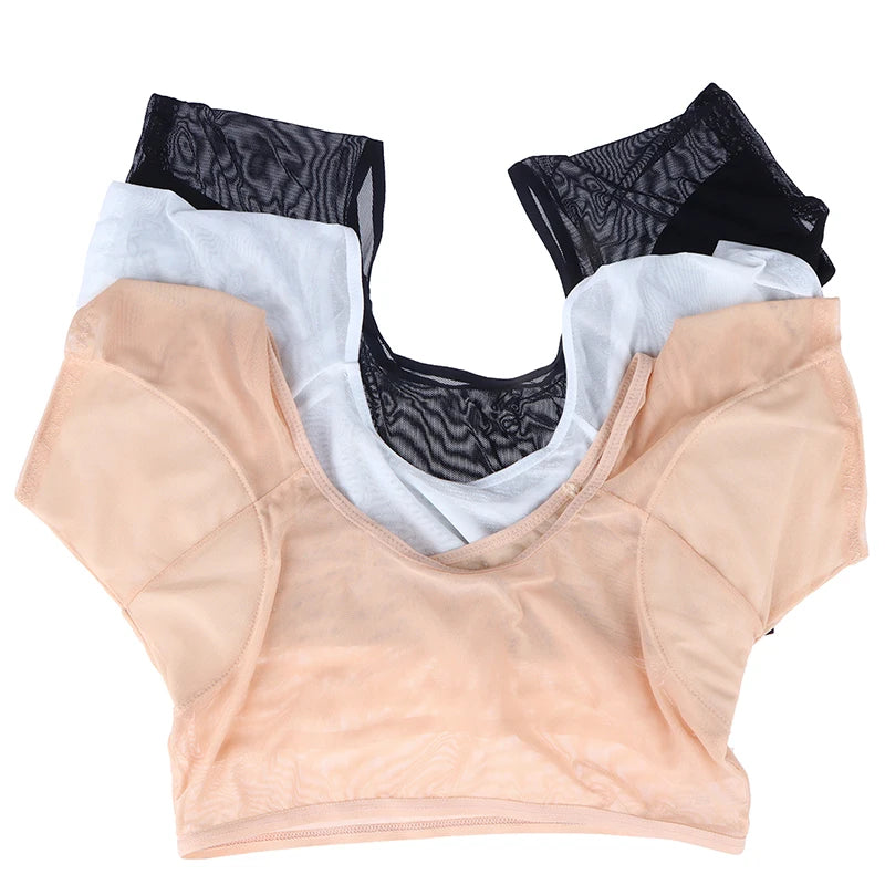 Underarm Sweat Pads T-Shirt Vest – Washable Armpit Sweat Proof Protectors for Women & Girls, Anti-Perspiration Comfort Clothing Inserts