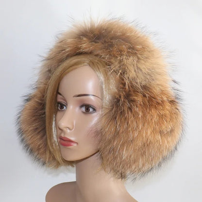 Real Fox & Raccoon Fur Earmuffs – Warm Winter Ear Warmer for Women and Girls, Plush Genuine Fur Accessory