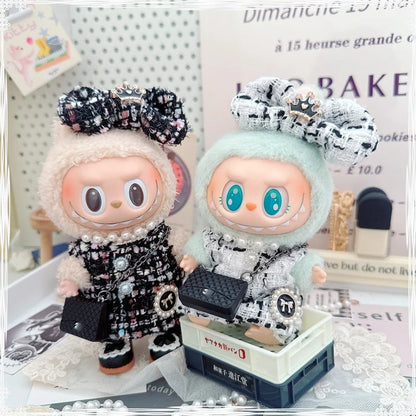 17cm Labubu Doll Accessories - Luxury Sweet Woolen Suit, Crossbody Bag & Princess Shoes Set