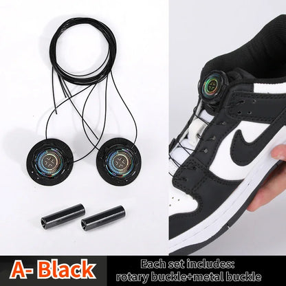Rotating Metal Wire Swivel Sneaker Laces – No Tie Automatic Buckle for Kids & Adults, Quick Lock Shoestrings
