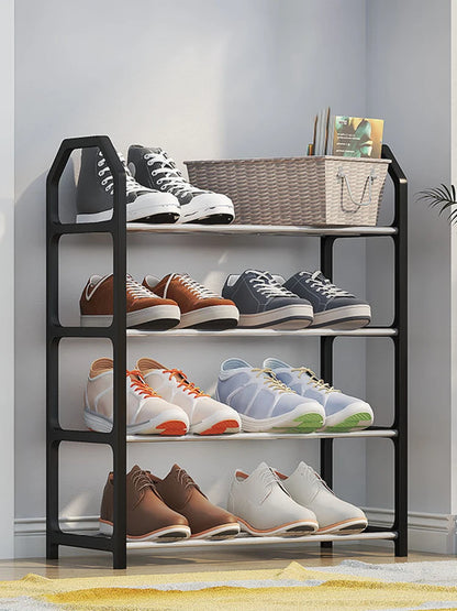 4-Floor Creative Home Shoe Rack – Dormitory Door Storage Cabinet, Black, 2 Sets Assembly Components for Shoes