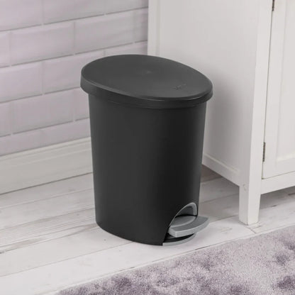 2.6 Gallon Hands-Free Step-On Trash Can — Narrow Plastic Wastebasket for Bathroom, Kitchen & Bedroom