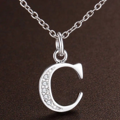 26 Letters 925 Sterling Silver Zircon Necklace Pendant – Personalized Alphabet Jewelry for Women | Elegant Wedding & Gift Accessory