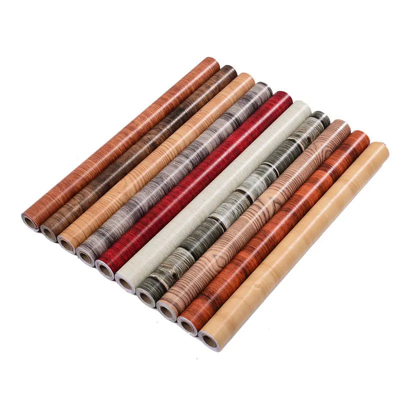 Self-Adhesive Waterproof Wood Grain Vinyl Wallpaper Roll – PVC Wall Sticker for Furniture Renovation & Bedroom Home Decor