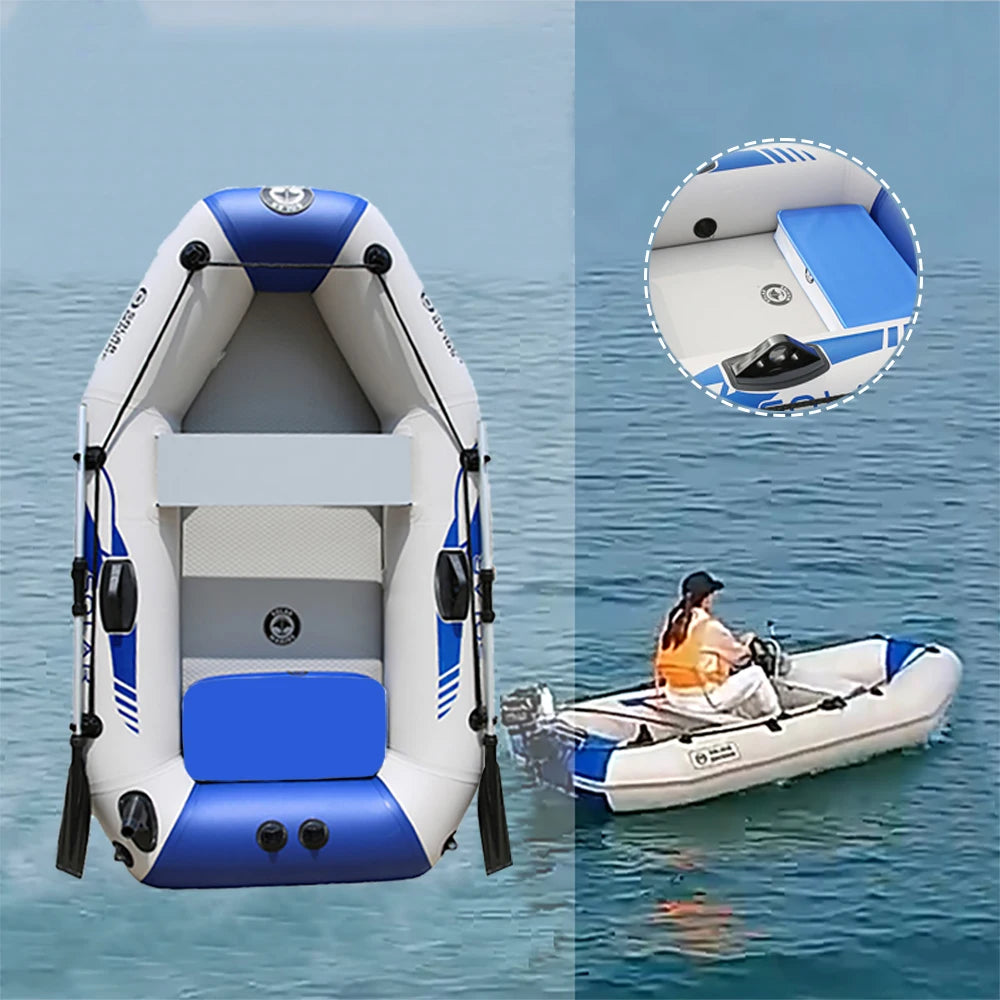 Solarmarine 2M Inflatable Boat – 2-Person PVC Fishing Kayak Canoe with Free Accessories for Surfing & Drifting
