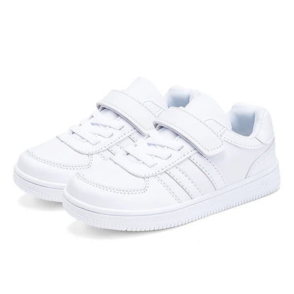 Kids White Sneakers — Boys & Girls Sport Casual Shoes, Non-Slip School Walking & Running Shoes, Sizes 28-39