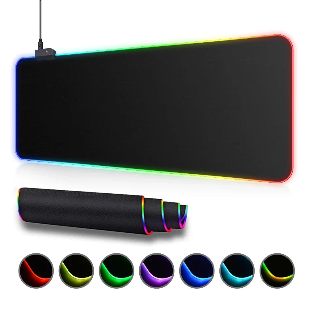 RGB LED Backlit Gaming Mouse Pad – Waterproof Large Desk Mat for Keyboard & Mouse, Big PC Gamer Mouse Carpet Play Surface