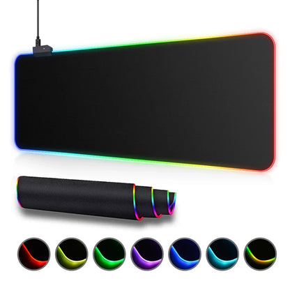 RGB LED Backlit Gaming Mouse Pad – Waterproof Large Desk Mat for Keyboard & Mouse, Big PC Gamer Mouse Carpet Play Surface