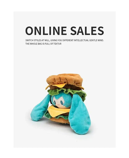 Cute Hatsune Miku Plush Doll with Hamburger Outfit – Changeable Clothes Anime Figure Stuffed Toy Collectible Gift
