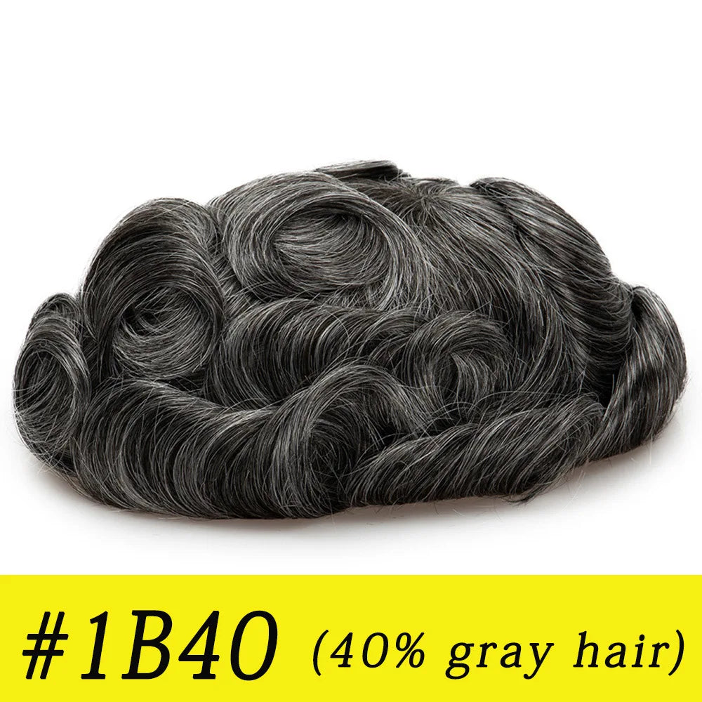 Ultra Thin Skin 0.03mm Men’s Toupee Human Hair Wig – Natural Hair Replacement System Lightweight Male Hairpiece