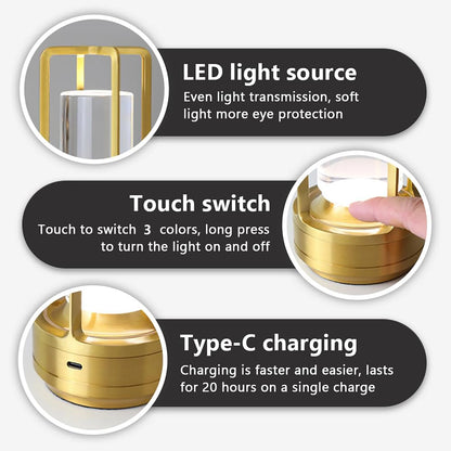 Wireless LED Touch Sensor Table Lamp - Rechargeable Desktop Night Light for Bedroom, Hotel, Bar & Restaurant Decor