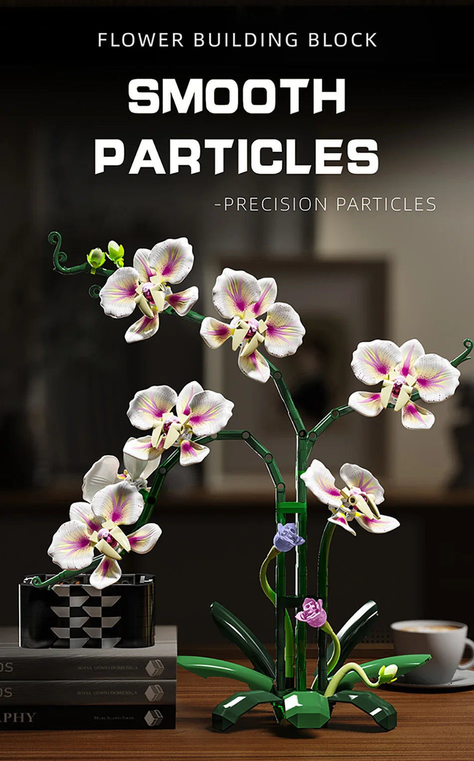 Orchid Cymbidium Building Blocks Set – DIY Potted Phalaenopsis Flower Simulation Toy for Valentine’s Gift