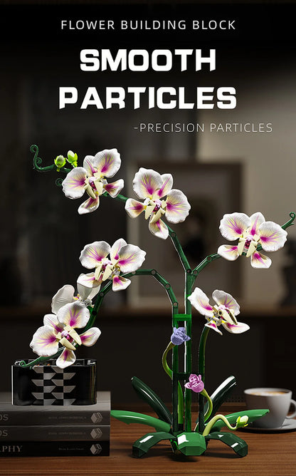 Orchid Cymbidium Building Blocks Set – DIY Potted Phalaenopsis Flower Simulation Toy for Valentine’s Gift