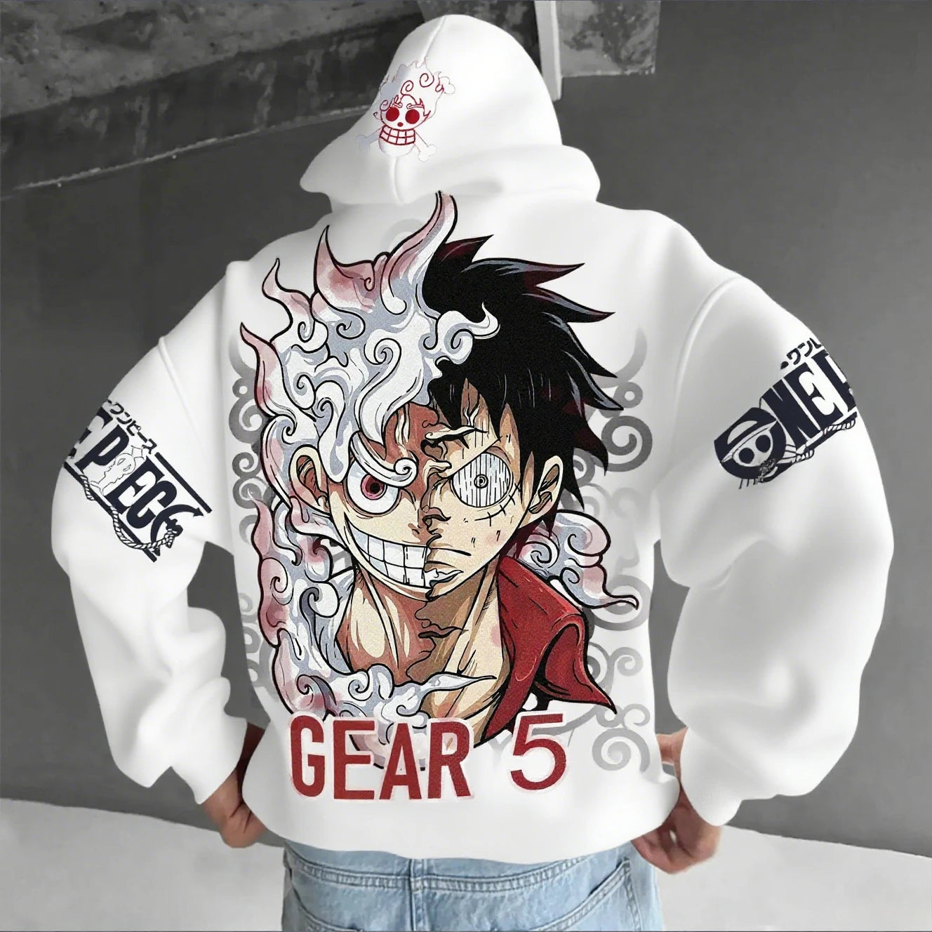 One Piece Luffy Gear 5 Anime Hoodie – Unisex Streetwear Pullover Sweatshirt