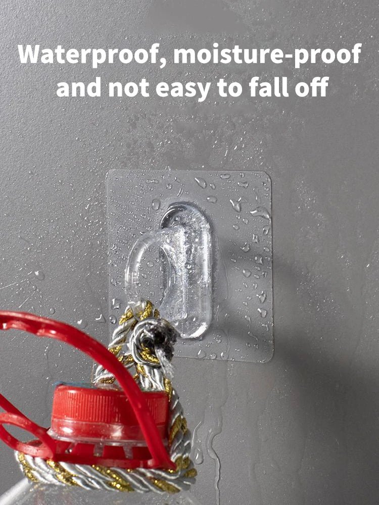 5/10PCS Transparent Ring Hooks – Perforation-Free Waterproof & Rust-Resistant Storage for Bathroom and Toilet Supplies