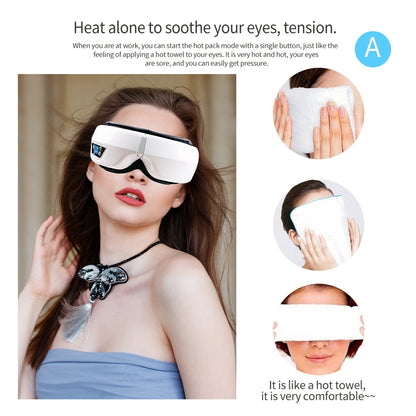 6D Smart Vibration Eye Massager – Hot Airbag Compress, Bluetooth Music Sleep Mask for Eye Relaxation & Fatigue Care