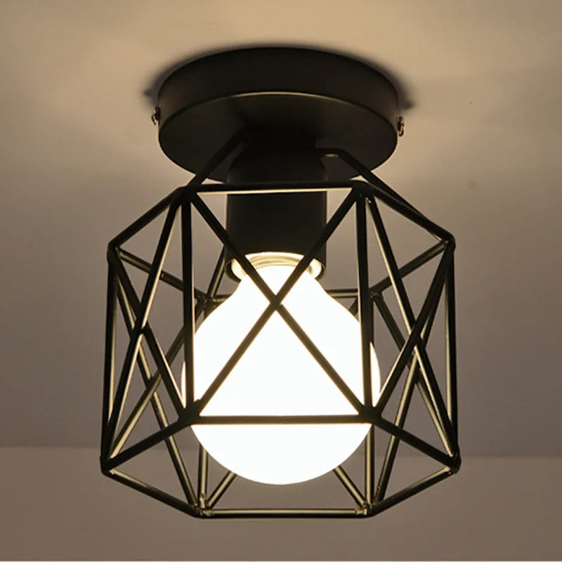 Elevate Your Space: Modern Nordic Black Wrought Iron E27 LED Ceiling Lights - Perfect for Kitchen, Living Room, Bedroom, Study, Balcony, Restaurant, Cafe, Hotel