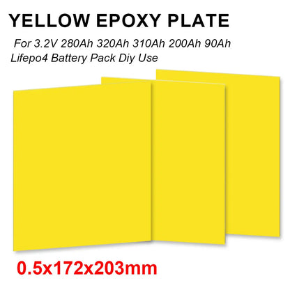 3-Piece 3240 Yellow Epoxy Fiber Insulation Board - DIY Battery Pack Plates for 3.2V LiFePO4 Cells 90Ah–320Ah