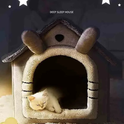 Indoor Warm Pet Bed Tent House - Soft Dog House Kennel with Removable Cushion, Suitable for Small, Medium, and Large Pets