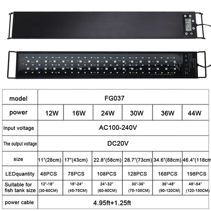24/7 Full Spectrum LED Aquarium Light – 30-60cm Fish Tank Decoration & Aquatic Plant Growth Lamp, IP68 Waterproof (100V-240V)