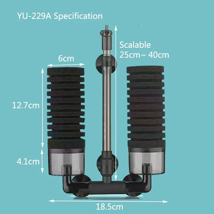 Aquarium Sponge Filter with Air Pump – Bio Skimmer & Biochemical Filter for Fish Tanks