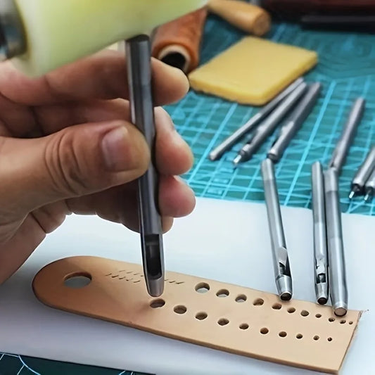 4pcs Leather Hole Punch Set – Round Hollow Cutter Tool for Belts, Canvas, Paper & Plastic Materials