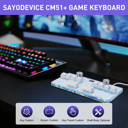 CM51 SayoDevice Rapid Trigger Magnetic Switch Keyboard with Knob & Screen – OUTEMU/Gateron Switch Gaming Macropad for OSU & DJMAX Shortcuts
