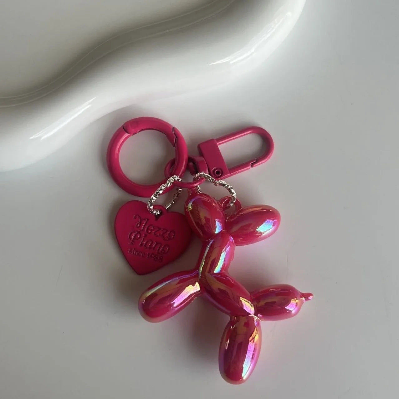 Jelly Balloon Dog Keychain - Cute Cartoon Dog Pendant Key Ring Gift for Unisex