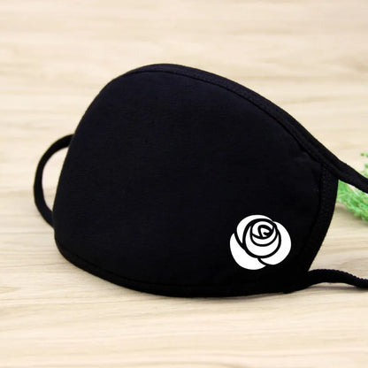 Black Cotton Winter Mask — Unisex Thickened Half-Face Cotton Cartoon Pattern Anti-Dust Respirator