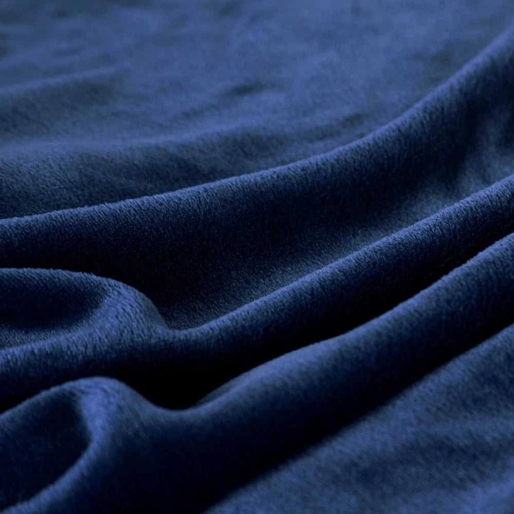 230GSM Coral Fleece Flannel Blanket – Soft Warm Solid Color Bedspread Sofa Throw Faux Fur Plaid Blanket (Blue/Pink)