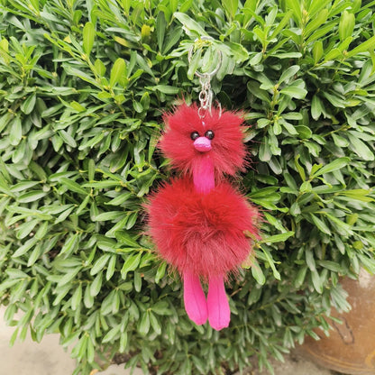 Cute Doll Ostrich Plush Pendant Keychain – Colorful Fur Ball Backpack Key Ring, Creative Gift for Women 2025 Xmas & New Year