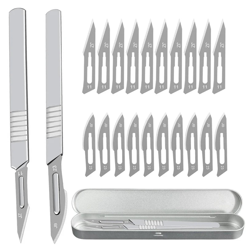 Carbon Steel Carving Knife Set – #11 & #23 Non-Slip Blades for Engraving, Mobile Phone Film, Paper Cutting & Handicraft Tools