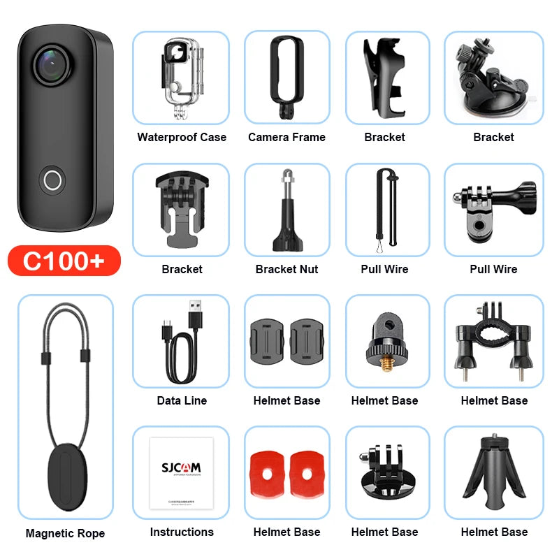 SJCAM C100/C100 Plus Mini Action Camera – 1080P & 4K WiFi Waterproof Sports DV Camcorder with H.265 Recording