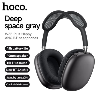 HOCO W65 Plus ANC Bluetooth Headphones – Wireless Over-Ear Noise Cancelling HiFi Sport Headset with Control Button