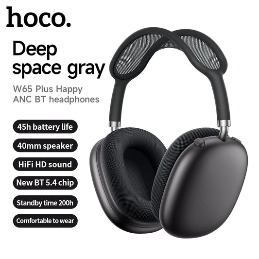 HOCO W65 Plus ANC Bluetooth Headphones – Wireless Over-Ear Noise Cancelling HiFi Sport Headset with Control Button